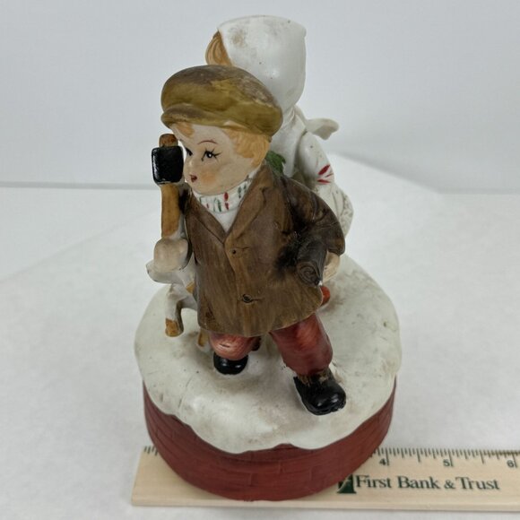 Vintage Rotating Music Box Figurine Children Dog Ceramic Plays O Christmas Tree - Picture 12 of 12